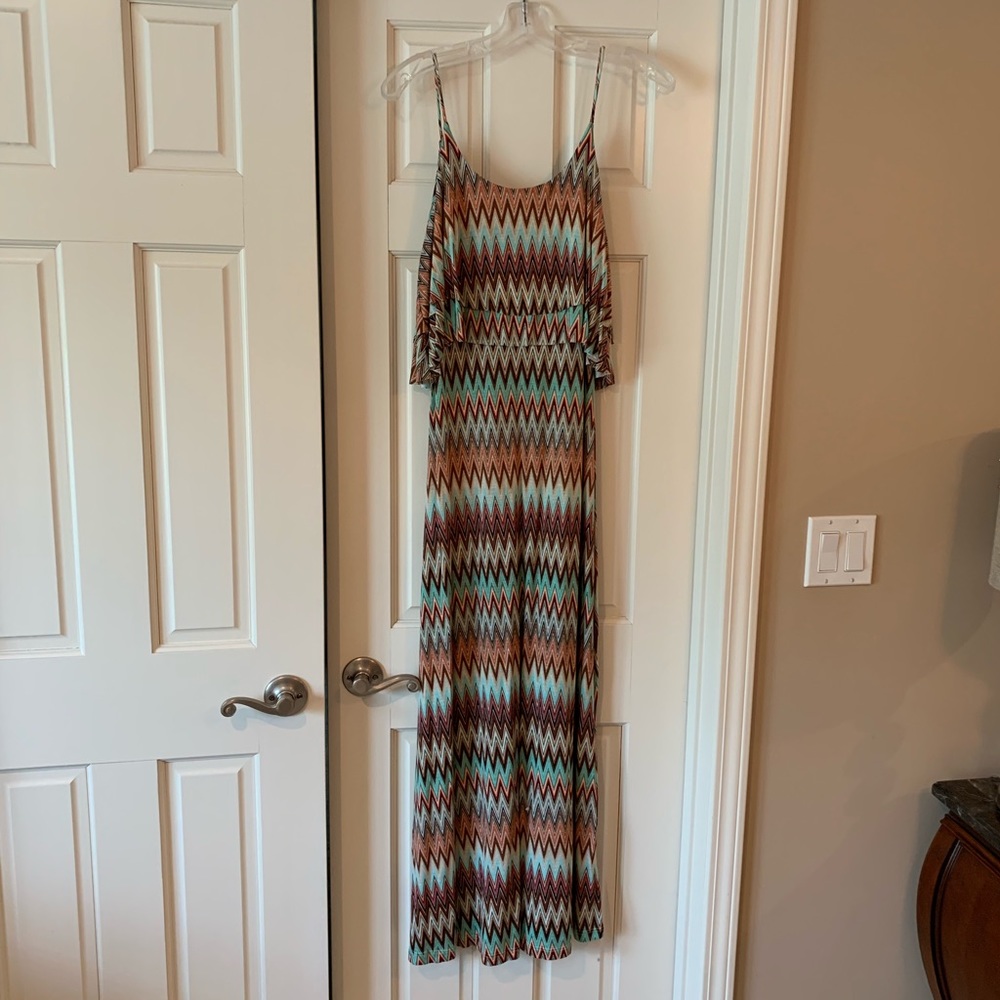 BP Minty Zig Zag Scoop Back Maxi Dress